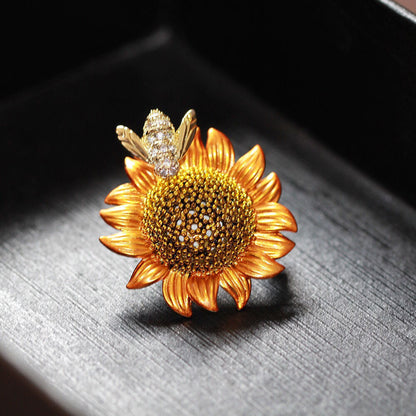 Spilla girasole ape zircone
