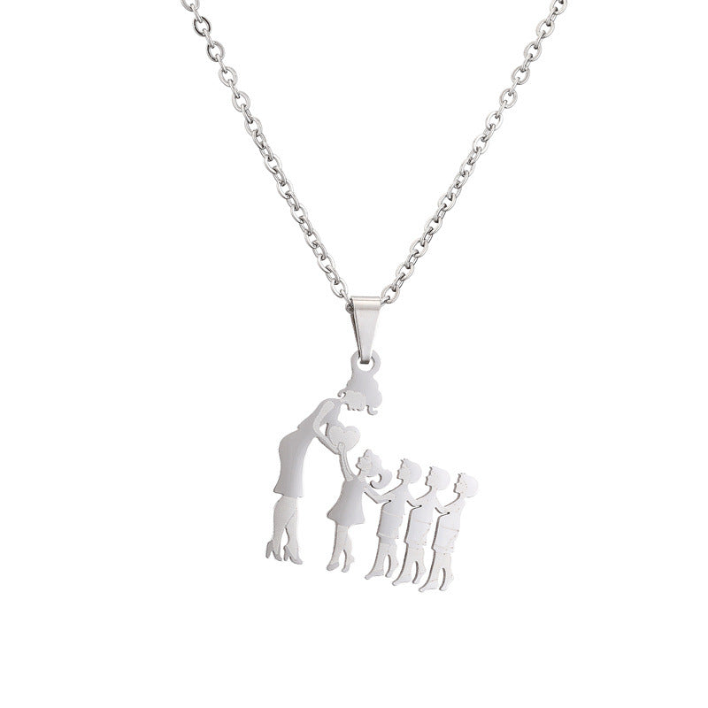Collana acciaio titanio madre-figlio