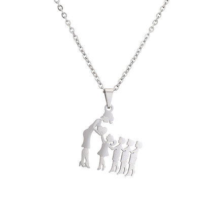 Collana acciaio titanio madre-figlio