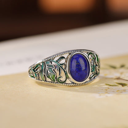 Anello foglia lapislazzuli
