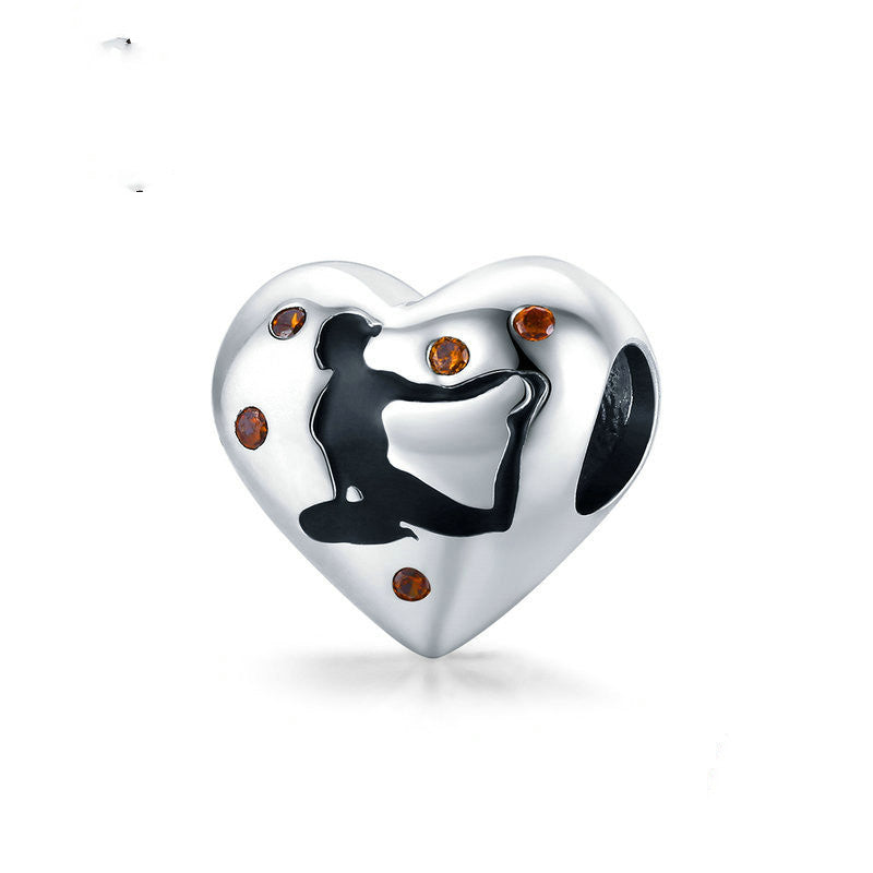Braccialetto cuore argento con perline