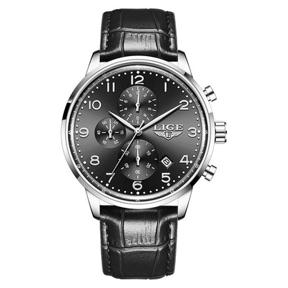 Orologio meccanico calendario con cinturino in pelle