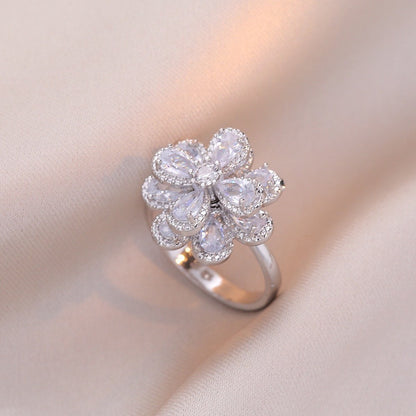 Anello cuore fiore zirconi