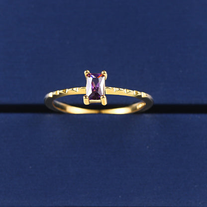 Anello zircone viola sottile