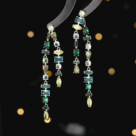 Orecchini zircone geometrici con doppio nappino