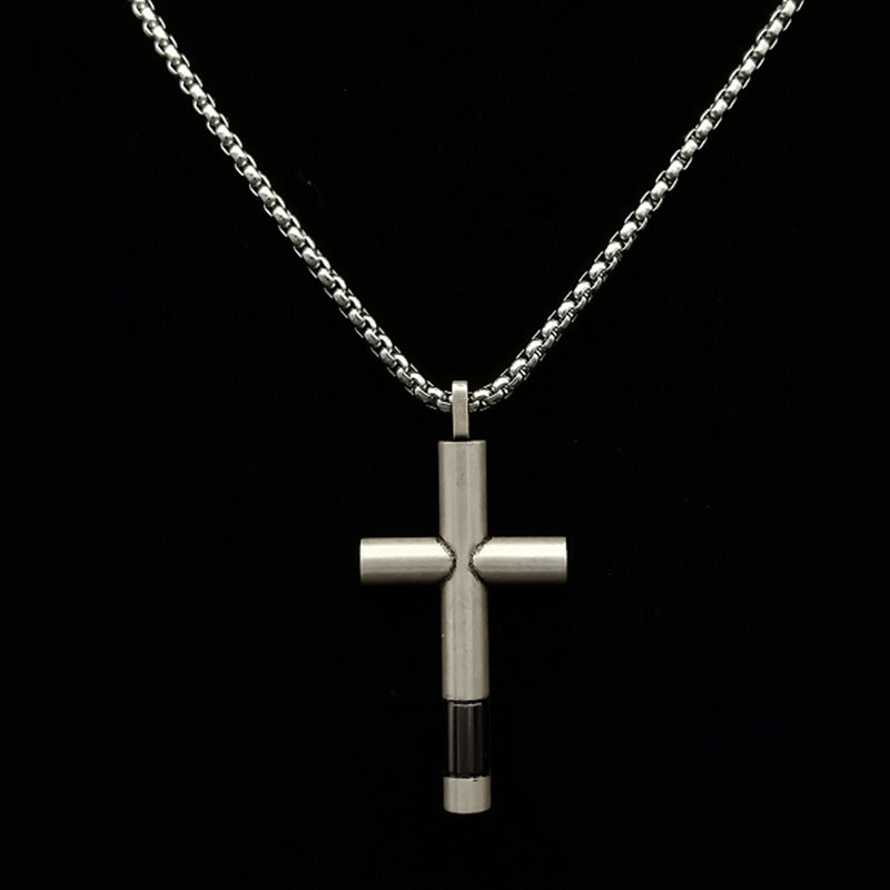 Collana croce lucida titanio