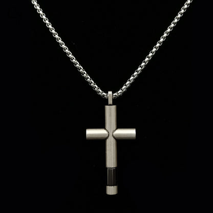 Collana croce lucida titanio