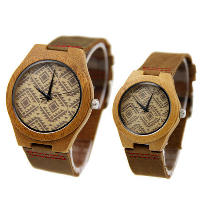 Orologio pelle cinturino bambù