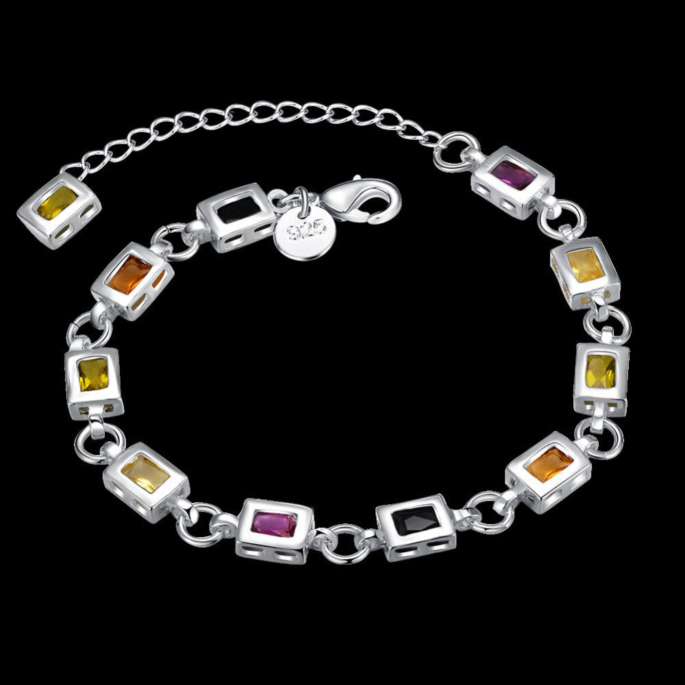 Bracciale argento zircone plaid