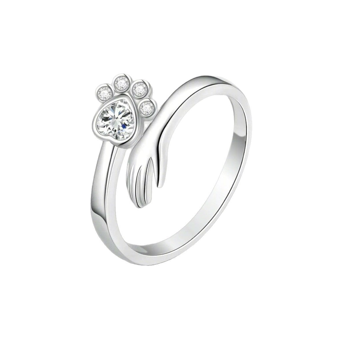 Anello zampe di gatto con zircone