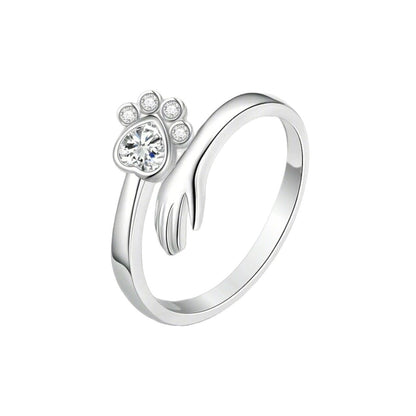 Anello zampe di gatto con zircone
