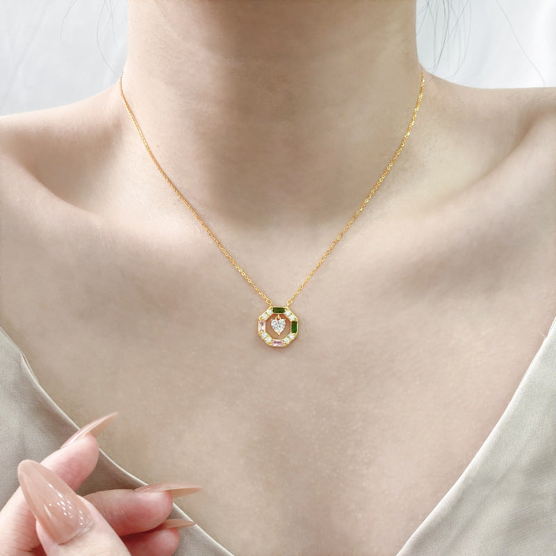 Collana cuore geometrico colorata