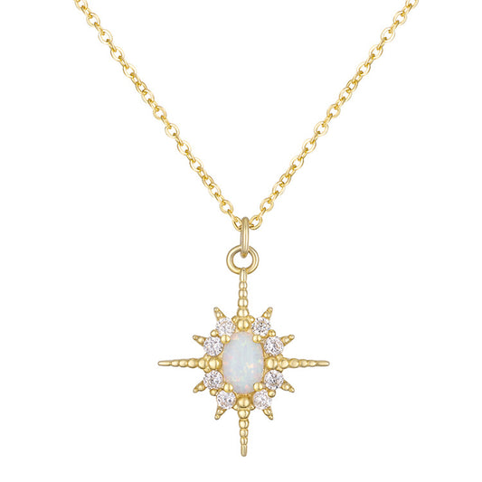 Collana sole con opale argento e oro