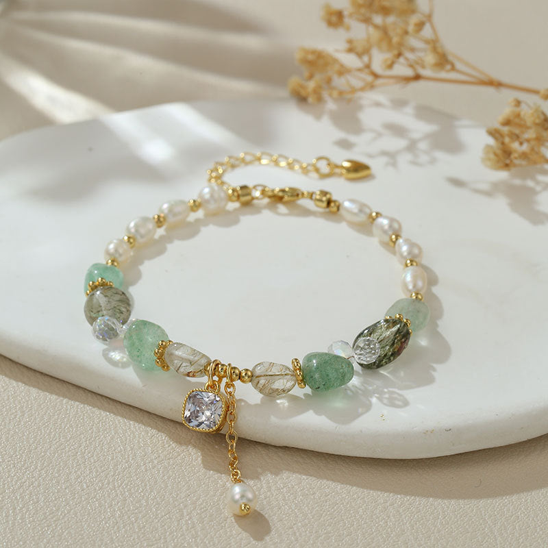 Braccialetto perle d'acqua dolce con zirconi