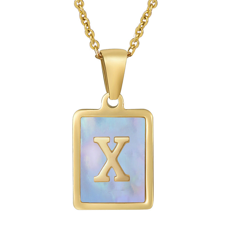 Collana titanio con lettera e conchiglia