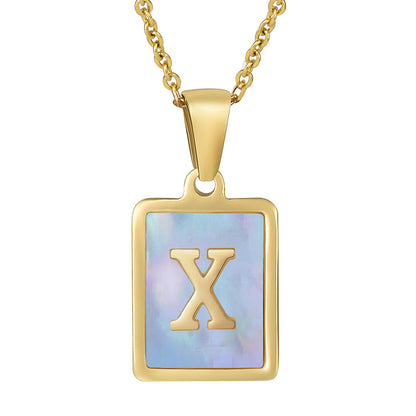 Collana titanio con lettera e conchiglia