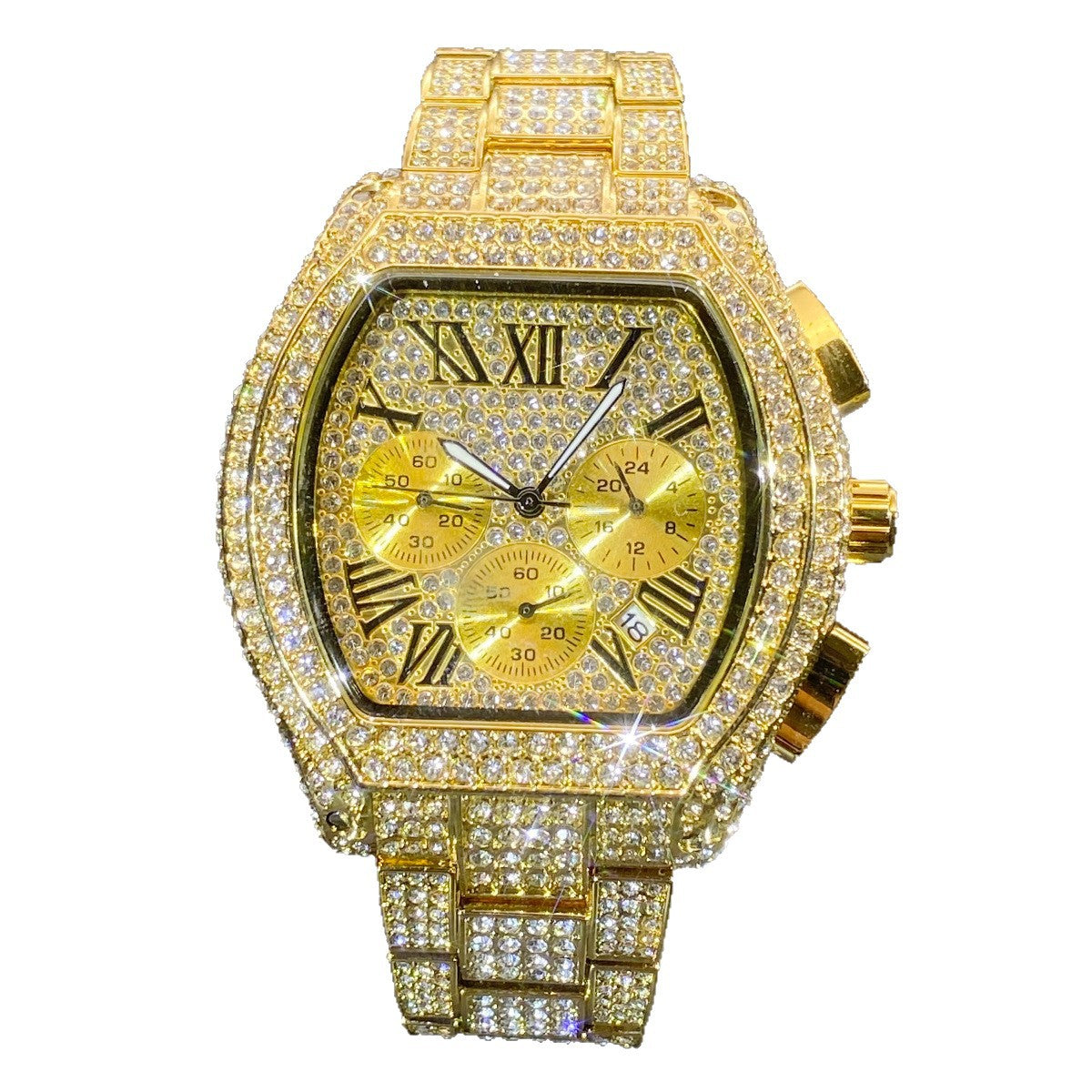 Orologio uomo cronografo tonneau con diamanti