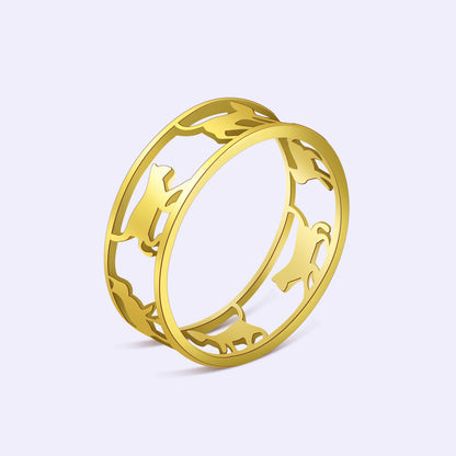 Anello titanio geometrico tagliato