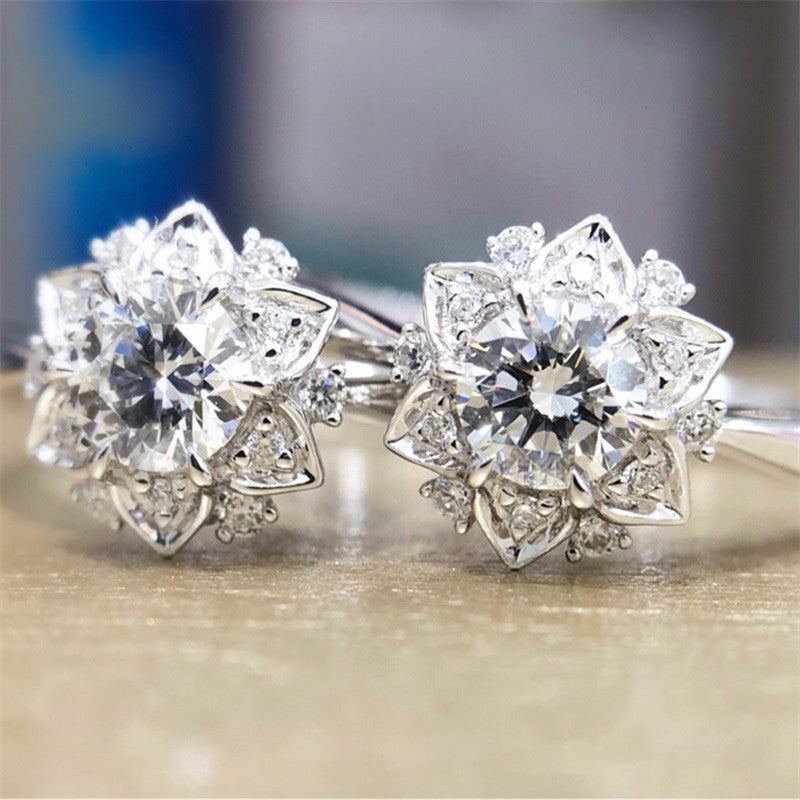 Anello fiore zircone da donna