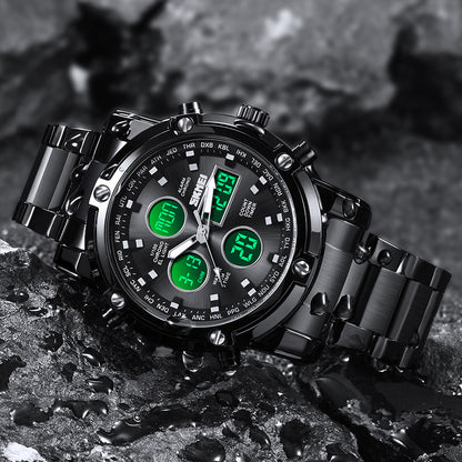 Orologio doppio display acciaio