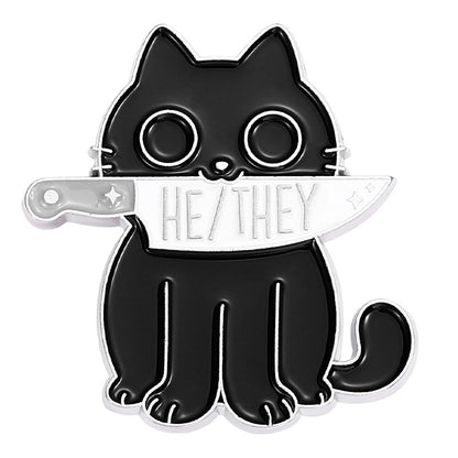 Spilla gatto nero cartone