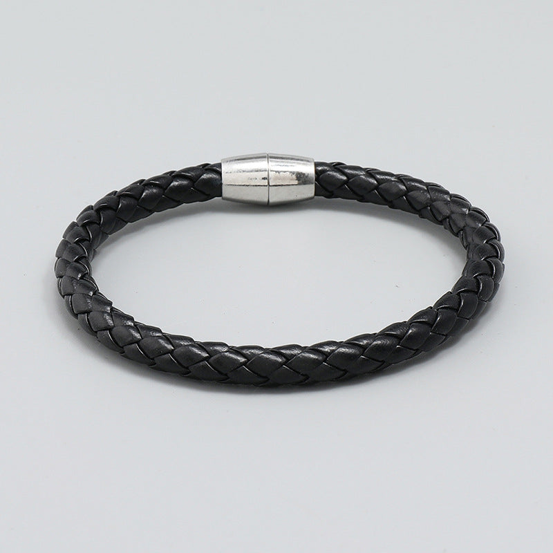 Bracciale pelle intrecciata imitata