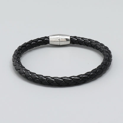 Bracciale pelle intrecciata imitata