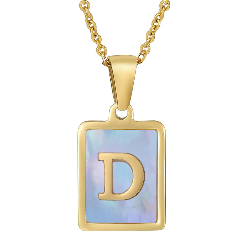 Collana titanio con lettera e conchiglia