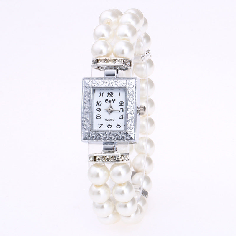 Orologio rettangolare perle