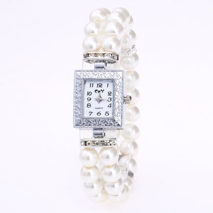 Orologio rettangolare perle