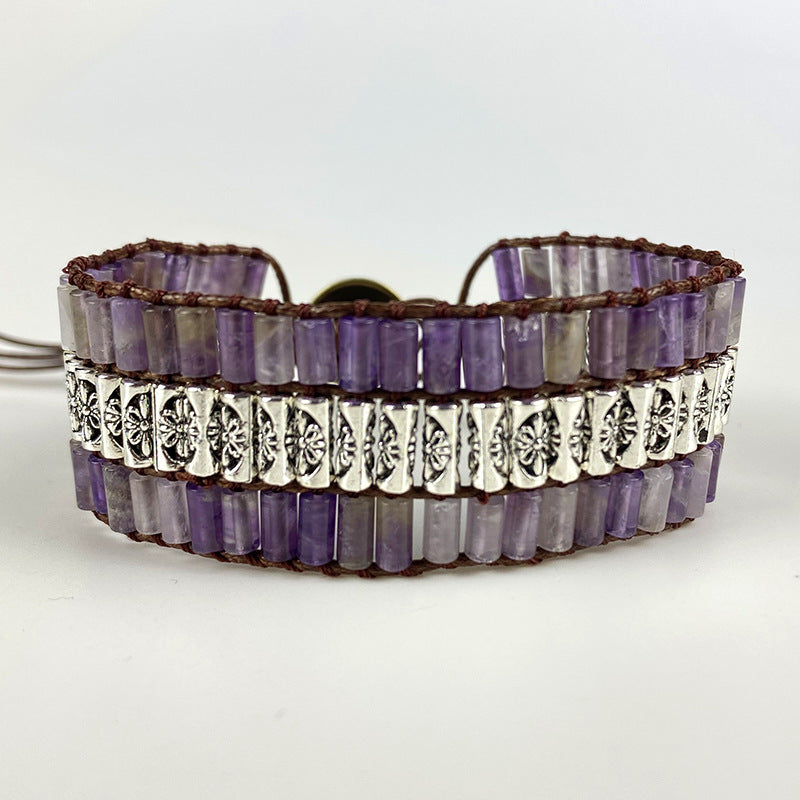 Bracciale ametista intrecciato cilindrico