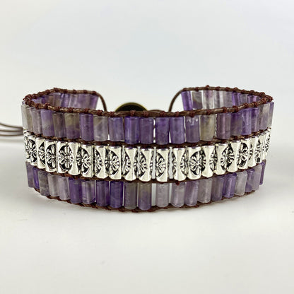 Bracciale ametista intrecciato cilindrico