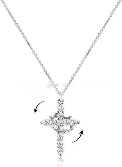 Collana croce coronata con zircone