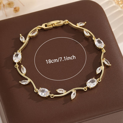 Bracciale foglia rattan con zircone