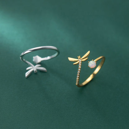 Anello libellula opale