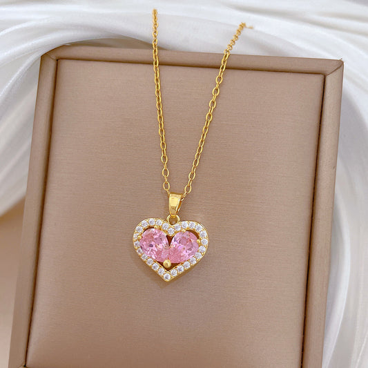 Collana cuore traforato diamantata