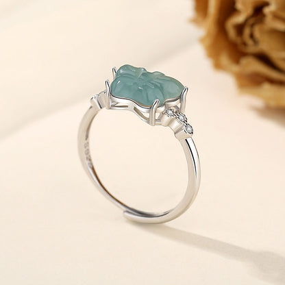 Anello farfalla in giada blu