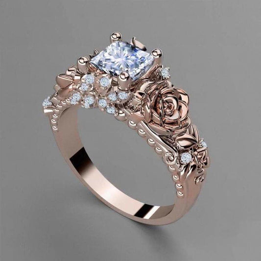 Anello petali zirconi