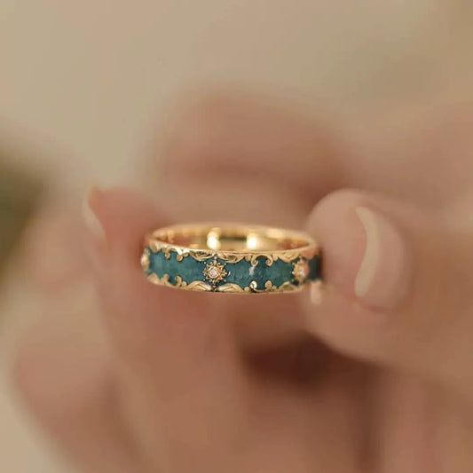 Anello smalto floreale