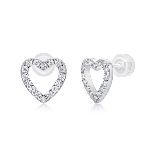Orecchini argento moissanite cuore