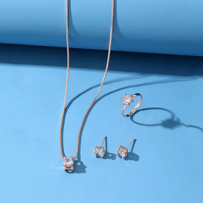 Set collana e orecchini geometrico diamante