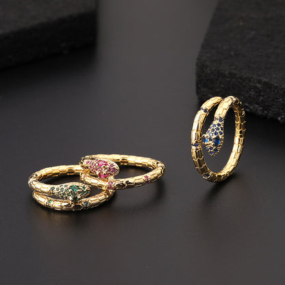 Anello serpente zircone aperto