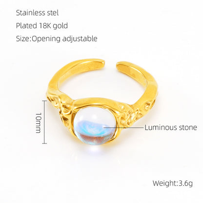 Anello pietra di luna geometrico irregolare