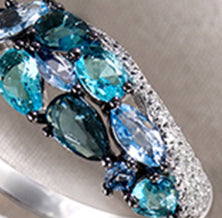 Anello zircone blu mare argento