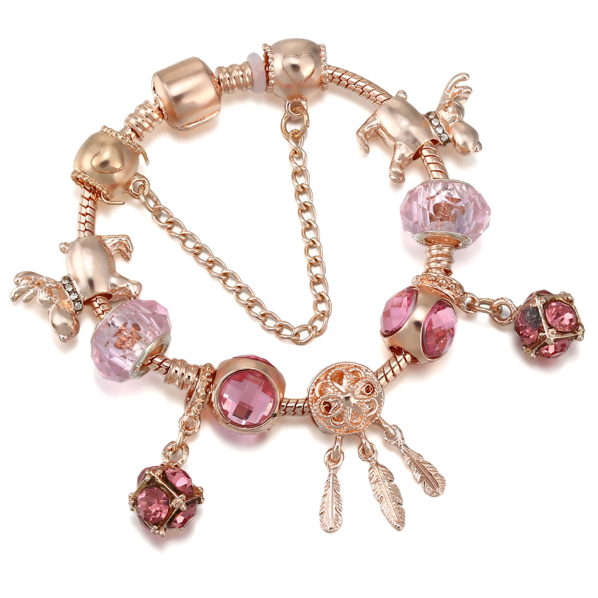 Braccialetto charm nappa oro rosa