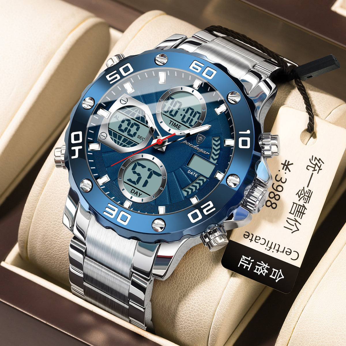 Orologio digitale multifunzione da uomo luminoso