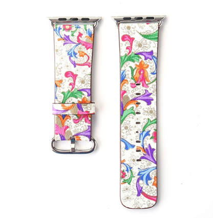 Orologio con cinturino pelle floreale