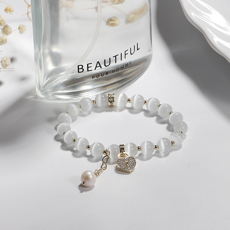 Bracciale cuore opale lucchetto