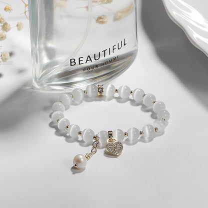 Bracciale cuore opale lucchetto