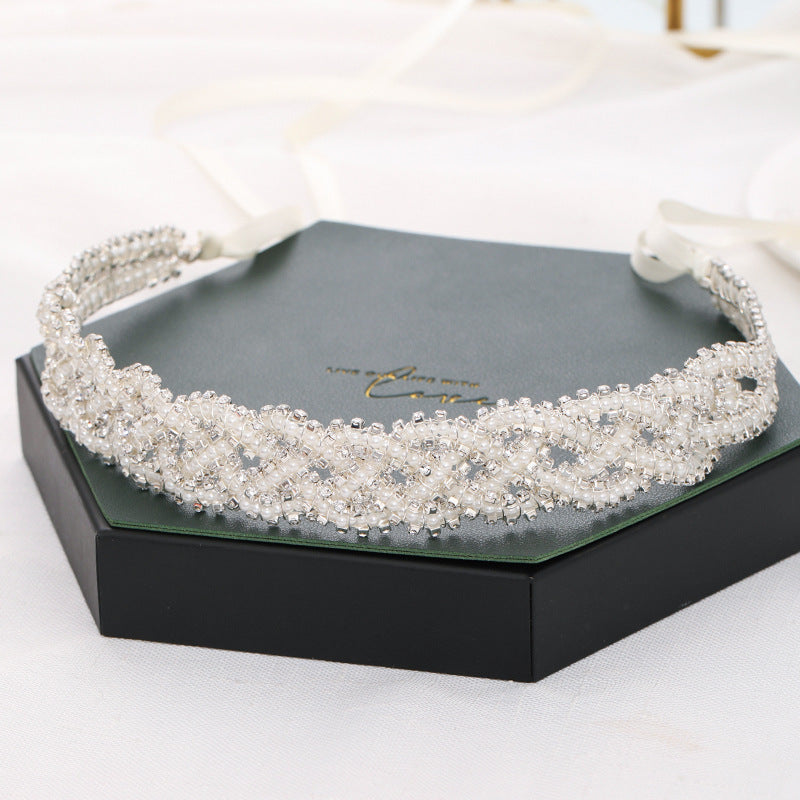 Diadema fiore perline
